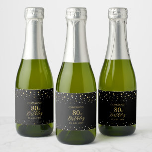 Etiquetas Para Vinos Espumosos Oro Cheers 80 años, Fiesta de cumpleaños número 80