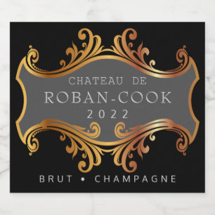 Etiquetas Para Vinos Espumosos Oro elegante