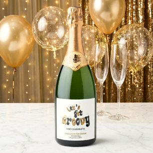 Etiquetas Para Vinos Espumosos Oro Negro Retro Vamos a Bailar 60 Cumpleaños