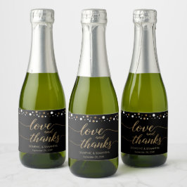 Etiquetas Para Vinos Espumosos Oro personalizado amor negro y gracias Boda virtua
