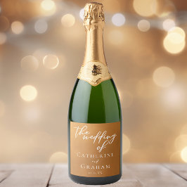 Etiquetas Para Vinos Espumosos Oro Rústico Tan Tierra Tono Simple Boda Caída