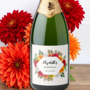 Etiquetas Para Vinos Espumosos Otoño Dahlia Floral Fall Bridal Shower