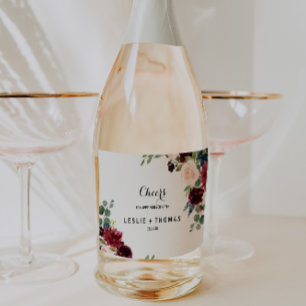 Etiquetas Para Vinos Espumosos Otoño Rústico Borgoña Boda Sparkling Wine Labe