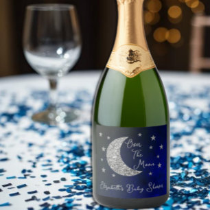 Etiquetas Para Vinos Espumosos Over The Moon Baby Shower