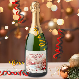 Etiquetas Para Vinos Espumosos Paisaje de invierno escandinavo en 3D