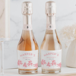 Etiquetas Para Vinos Espumosos Palm Springs Bachelorette Pink Tropical