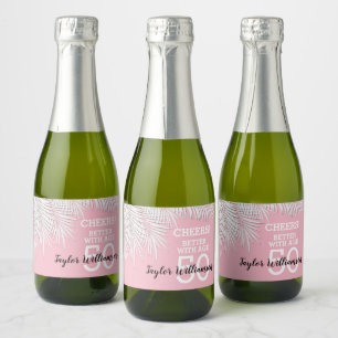 Etiquetas Para Vinos Espumosos Palmas Tropicales Birthday Pink Mini