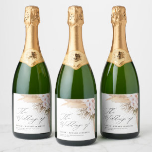 Etiquetas Para Vinos Espumosos Pampas hierba secada guión botánico boho boda w