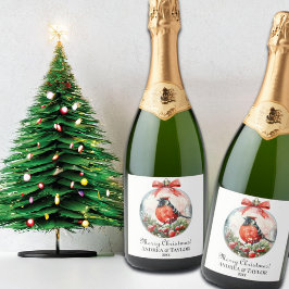 Etiquetas Para Vinos Espumosos Panorama de invierno Red Mockingbird