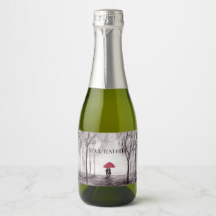 Etiquetas Para Vinos Espumosos Paraguas rojos pareja de amor