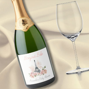 Etiquetas Para Vinos Espumosos Paris Bonjour Bebe Paris Floral Baby Shower