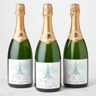 Etiquetas Para Vinos Espumosos Paris Torre Eiffel Bonjour Baby Vino Espumoso Lab