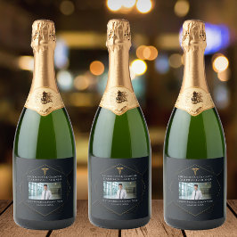 Etiquetas Para Vinos Espumosos Partido de Graduación de la Escuela Médica de Oro