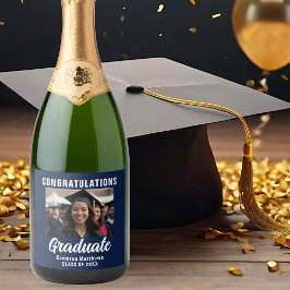 Etiquetas Para Vinos Espumosos Partido de Graduación de la Foto de la Marina Blue