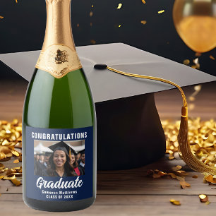 Etiquetas Para Vinos Espumosos Partido de Graduación de la Foto de la Marina Blue