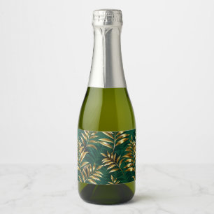 Etiquetas Para Vinos Espumosos Patrón continuo con helechos dorados