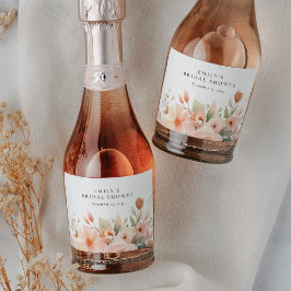Etiquetas Para Vinos Espumosos Peach Boho Floral Bridal Shower