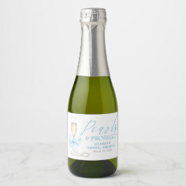 Etiquetas Para Vinos Espumosos Pearls & Prosecco Bridal Shower Blue Bow 