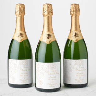 Etiquetas Para Vinos Espumosos Peonías blancas delicadas para boda romántica