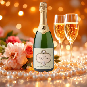 Etiquetas Para Vinos Espumosos Perlas de Moda vintage y ducha de novia Prosecco