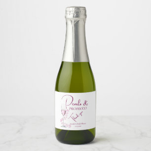 Etiquetas Para Vinos Espumosos Perlas y Prosecco Rosa Elegante Ducha Nupcial