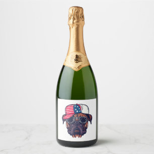 Etiquetas Para Vinos Espumosos Perro Boxer Con Azul Rojo Blanco