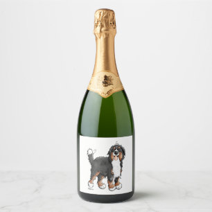 Etiquetas Para Vinos Espumosos Perro de montaña feliz de Berna - Cómic - Perros -