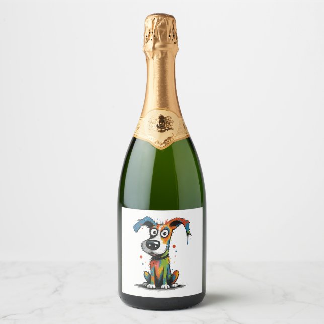 Etiquetas Para Vinos Espumosos perro mascota (Anverso)