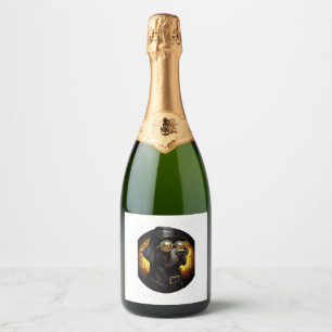 Etiquetas Para Vinos Espumosos Perro Steampunk Labrador al estilo de aviador Pers
