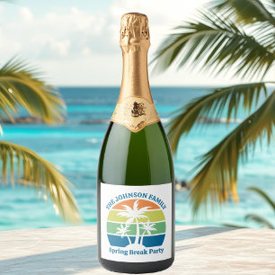 Etiquetas Para Vinos Espumosos Personalizable Fiesta de Palm Trees Island Tropica