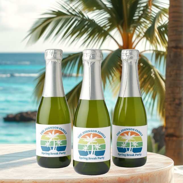 Etiquetas Para Vinos Espumosos Personalizable Isla Tropical Palm Trees Fiesta Min (Subido por el creador)