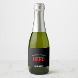 ETIQUETAS PARA VINOS ESPUMOSOS PERSONALIZABLE MODERNO ESTILO NEGRO VERIFICADO MAR