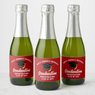 Etiquetas Para Vinos Espumosos Personalización del Partido de Graduación Roja