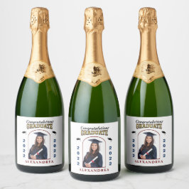 Etiquetas Para Vinos Espumosos Personalizado de Graduación de Foto Graduada Felic