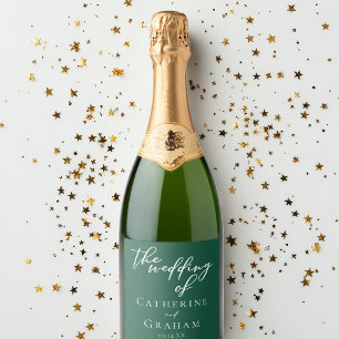 Etiquetas Para Vinos Espumosos Personalizado de tipografía verde esmeralda Boda f