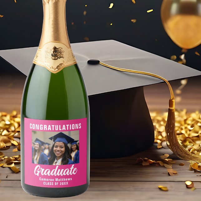Etiquetas Para Vinos Espumosos Personalizado del Partido de Graduación Rosa Calie (Subido por el creador)