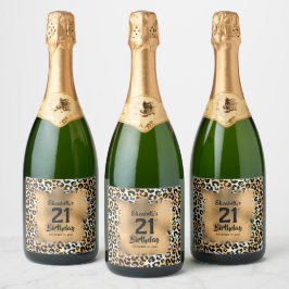 Etiquetas Para Vinos Espumosos Personalizado el Leopard 21st Birthday