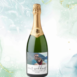 Etiquetas Para Vinos Espumosos Personalizado Foto Boda relajado moderno