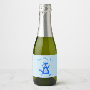 Etiquetas Para Vinos Espumosos Personalizado Fox de Cute Blue Baby Boy