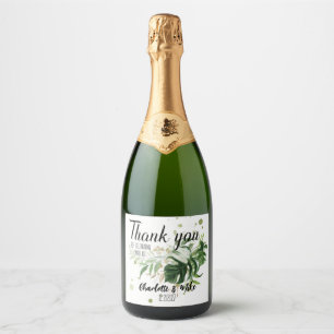 Etiquetas Para Vinos Espumosos Personalizado Green Tropical Boda Gracias Regalo