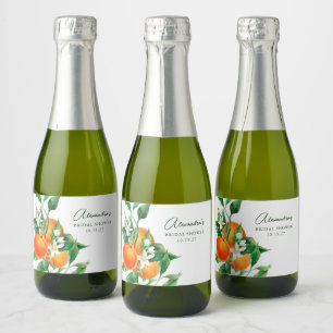 Etiquetas Para Vinos Espumosos Personalizado Naranja Fruit Botanical Bridal Showe