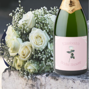 Etiquetas Para Vinos Espumosos Pétalo de Rosa Blanca Baby Shower Nupcial
