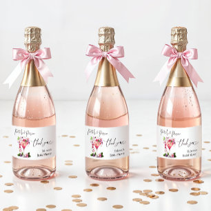 Etiquetas Para Vinos Espumosos Pétalos y Brunch Nupcial Floral Rosa Claro Prosecc