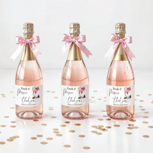 Etiquetas Para Vinos Espumosos Pétalos y Brunch Nupcial Floral Rosa de Prosecco
