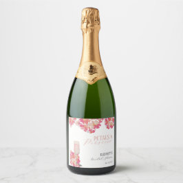 Etiquetas Para Vinos Espumosos Pétalos y Prosecco Desayuno Nupcial Floral Rosa