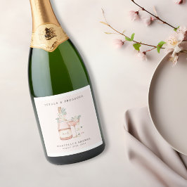 Etiquetas Para Vinos Espumosos Pétalos y Prosecco Despedida de Soltera Bridal Sho