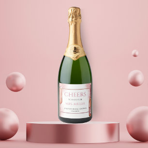 Etiquetas Para Vinos Espumosos Pétalos y Prosecco Despedida de Soltera Rosa Dorad