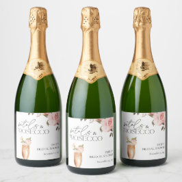 Etiquetas Para Vinos Espumosos Pétalos y Prosecco Floral Despedida de Soltera