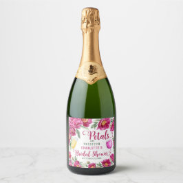 Etiquetas Para Vinos Espumosos Pétalos y Prosecco Floral Ducha de Novias Rosa Cal