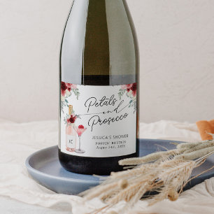 Etiquetas Para Vinos Espumosos Petals & Prosecco Desayuno de Novia Vino Espumoso 